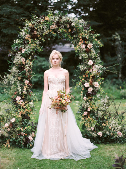 Autumnal Danish Hygge inspired wedding editorial with a gorgeous floral installation
