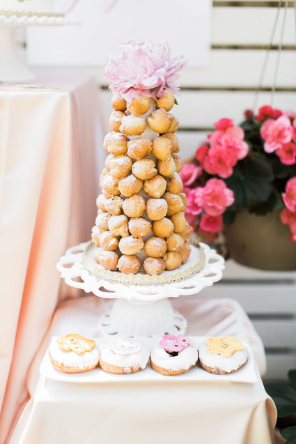 Floral feminine backyard baby shower