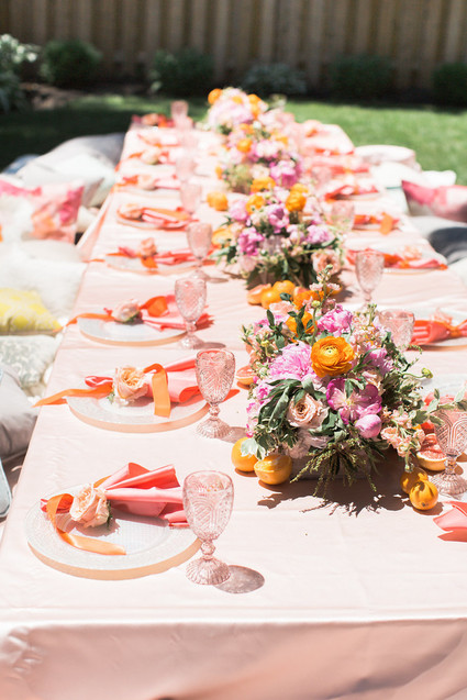 Floral feminine backyard baby shower
