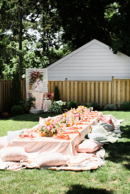 Floral feminine backyard baby shower