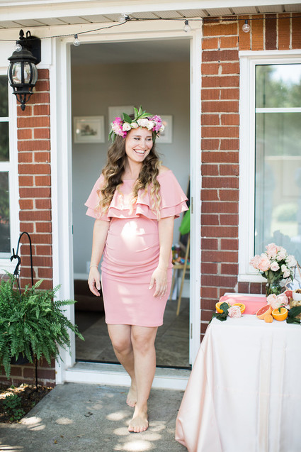 Floral feminine backyard baby shower