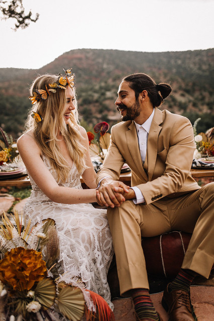 Bohemian butterfly-inspired fall wedding ideas in Sedona