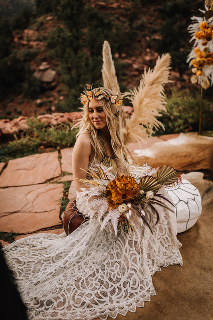 Bohemian butterfly-inspired fall wedding ideas in Sedona Inspiration