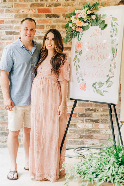 Pink floral backyard baby shower