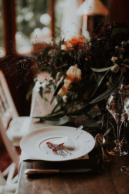 Dramatic candlelight autumn wedding in the French countryside