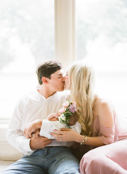 Dreamy floral newborn session on film