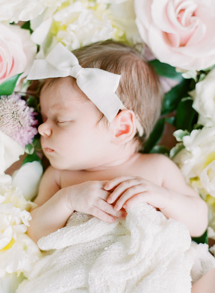 Dreamy floral newborn session on film