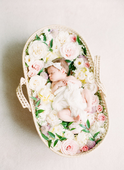 Dreamy floral newborn session on film