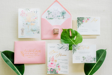 tropical pink invites