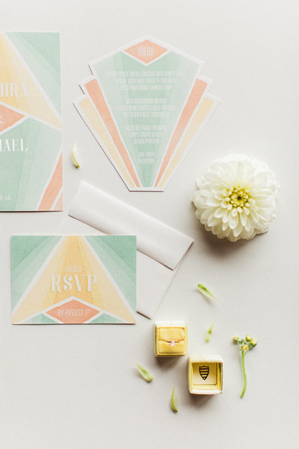 Miami inspired wedding stationery