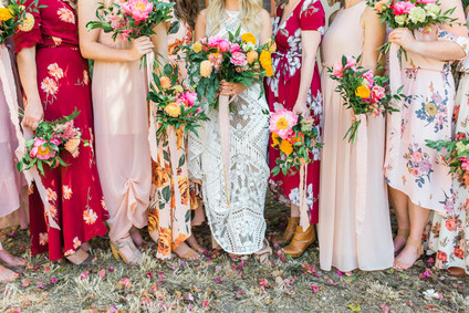 Mixed floral bridesmaid dresses