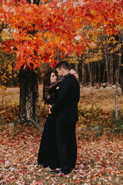 The moodiest gothic forest wedding with gorgeous fall florals