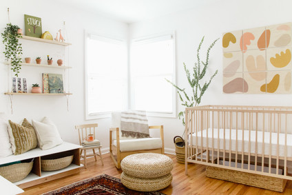 Earthy modern pastels for a baby boy's nursery in Portland from Paige Jones