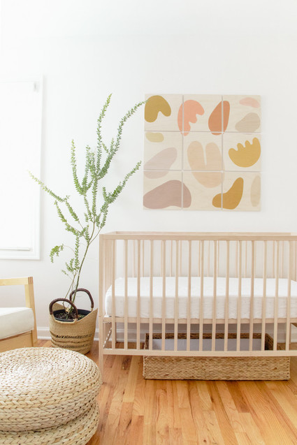 Earthy modern pastels for a baby boy's nursery in Portland from Paige Jones