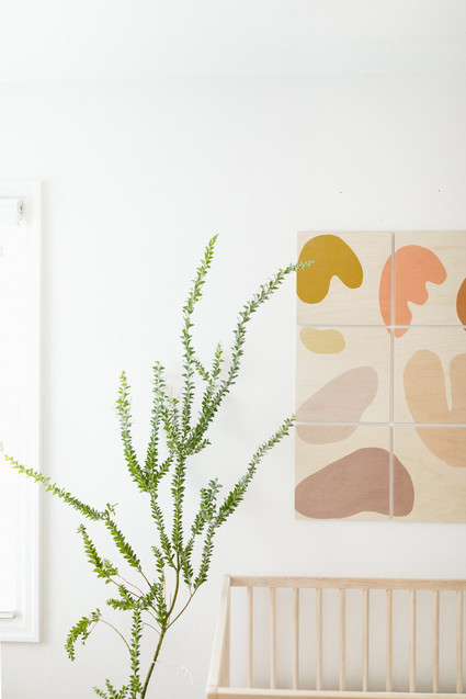 Earthy modern pastels for a baby boy's nursery in Portland from Paige Jones