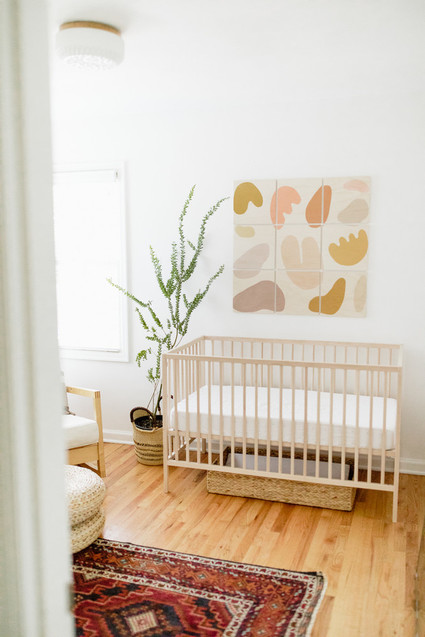 Earthy modern pastels for a baby boy's nursery in Portland from Paige Jones
