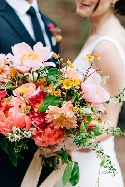 spectacular coral peony bouquet