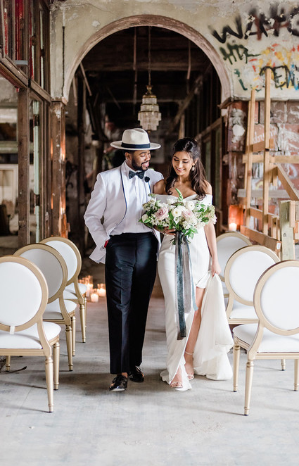 Packard Plant in Detroit wedding editorial