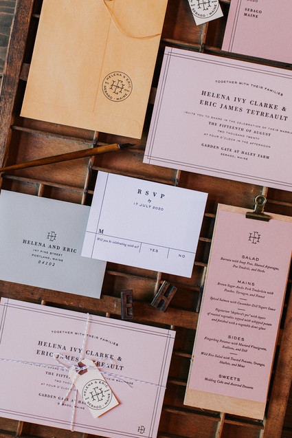 peach and rose fall invites