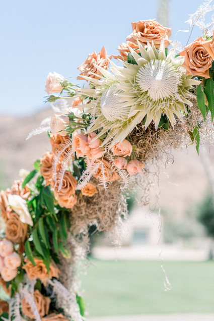 An all pink Palm Springs wedding (and venue!) with copper and pampas grass