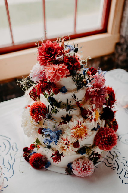 Super floral fall wedding cake
