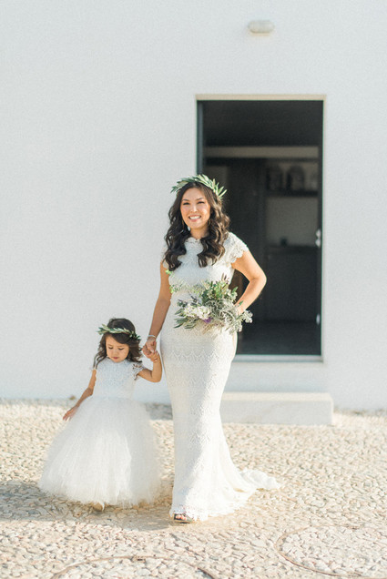 Intimate vow renewal with the couple's children in Portugal