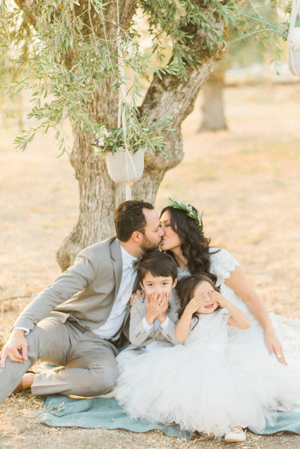 Intimate vow renewal with the couple's children in Portugal