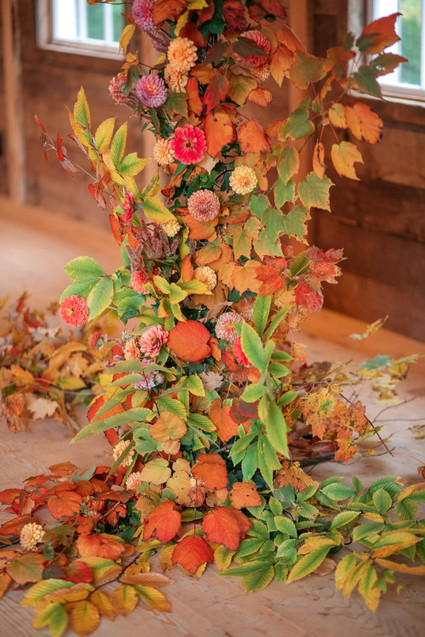 Autumn barn wedding in the Catskills with amazing florals