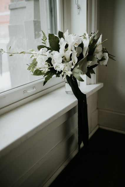 All white urban winter wedding in Cincinnati