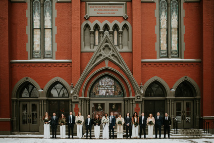 All white urban winter wedding in Cincinnati