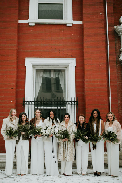 All white urban winter wedding in Cincinnati