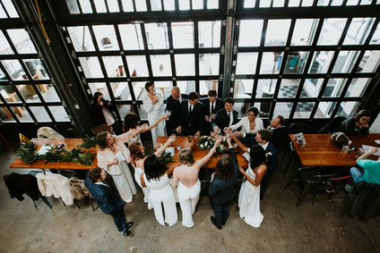 All white urban winter wedding in Cincinnati