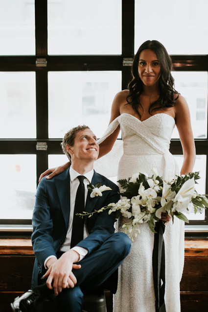 All white urban winter wedding in Cincinnati