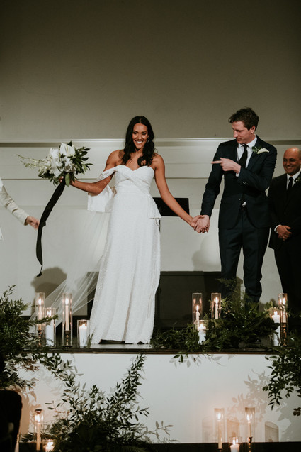 All white urban winter wedding in Cincinnati