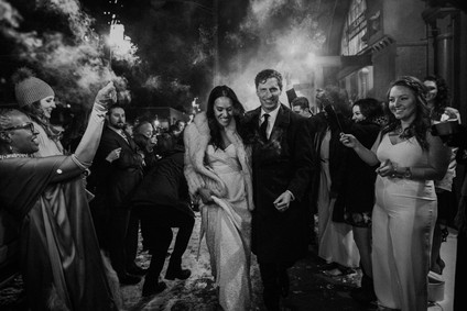 All white urban winter wedding in Cincinnati