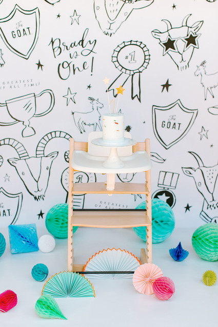Greatest of All Time (G.O.A.T.) first birthday cake smash session Inspiration