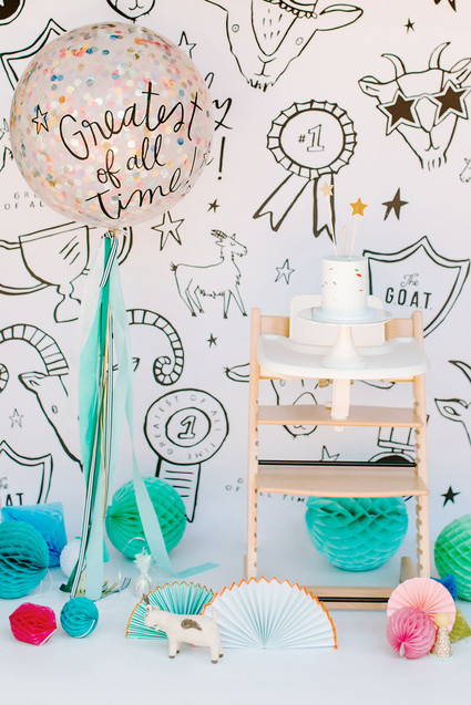Greatest of All Time (G.O.A.T.) first birthday cake smash session Inspiration