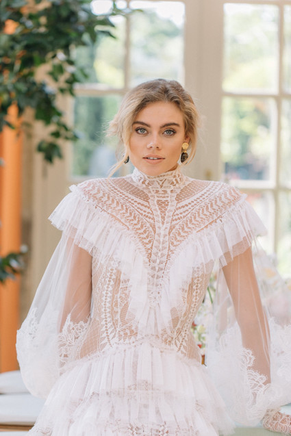 Modern stylish fairytale wedding in a dramatic English garden