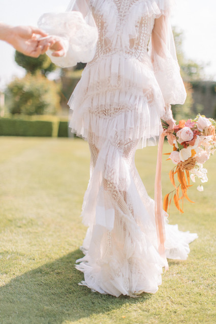 Modern stylish fairytale wedding in a dramatic English garden