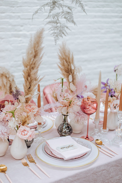 Rosé inspired wedding decor at the Foundry in NYC