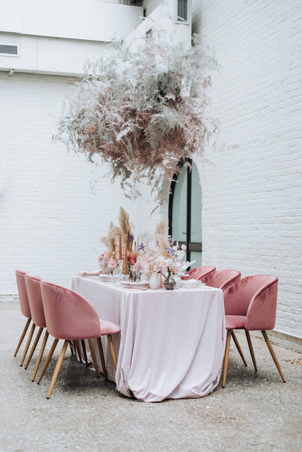RosÃ© inspired wedding decor at the Foundry in NYC