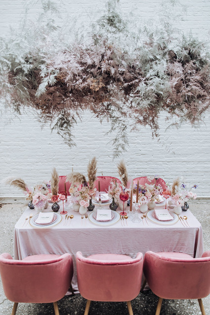 RosÃ© inspired wedding decor at the Foundry in NYC