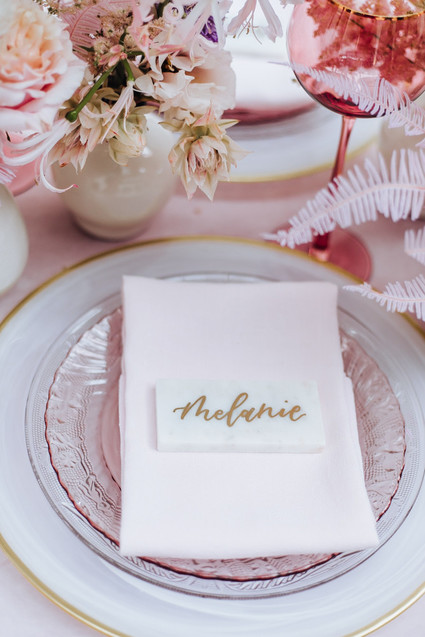 Rosé inspired wedding decor at the Foundry in NYC