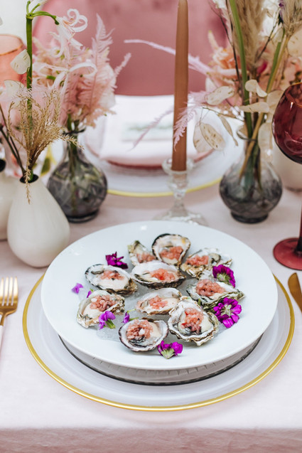 Rosé inspired wedding decor at the Foundry in NYC