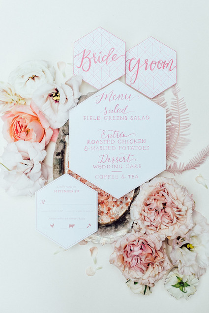 Rosé inspired wedding decor at the Foundry in NYC