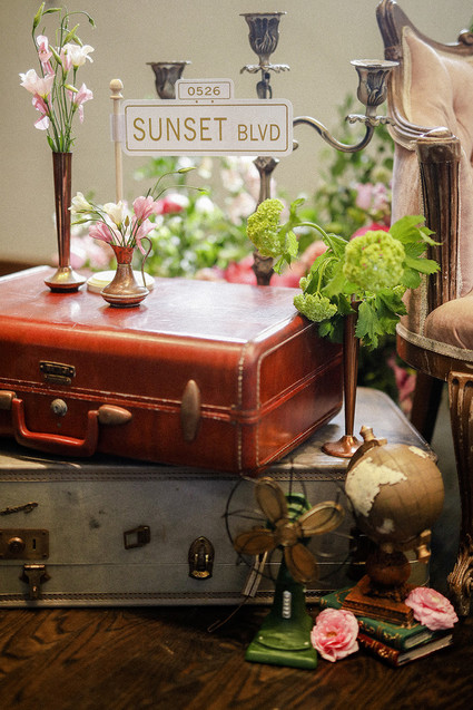 Emerald and pink travel inspired wedding at the USC University Club Inspiration
