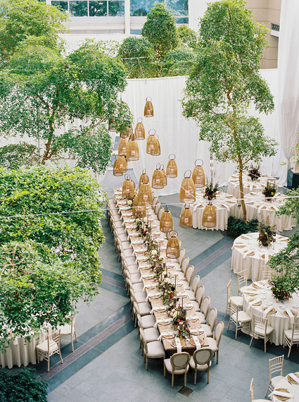 Amazing long reception table at The Wintergarden