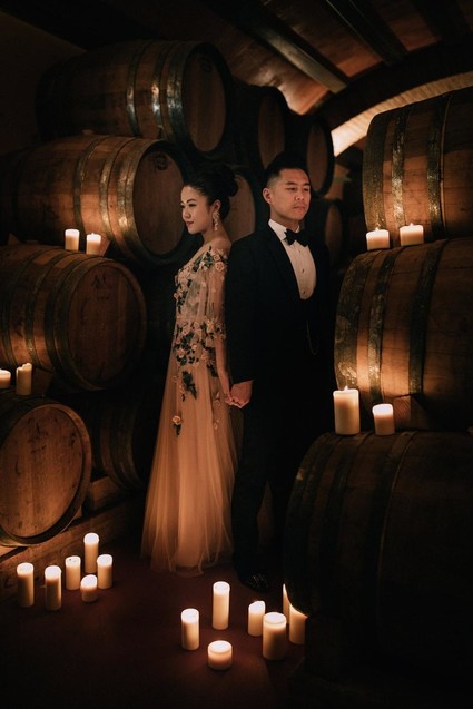 A moody dream garden wedding for a fashion forward couple at Palacio Villahermosa in Spain