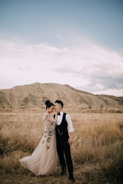 A moody dream garden wedding for a fashion forward couple at Palacio Villahermosa in Spain