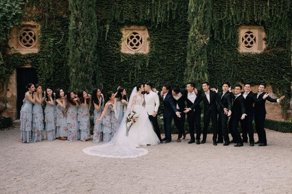 A moody dream garden wedding for a fashion forward couple at Palacio Villahermosa in Spain